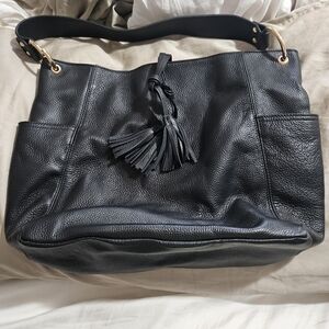 Laggo Black Leather Hobo Bag